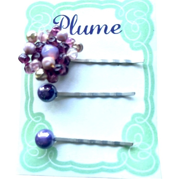 Vintage Lavender & Pearl Hair Pins | Romantic & Boho Chic | Repurposed Jewelry - Picture 1 of 2